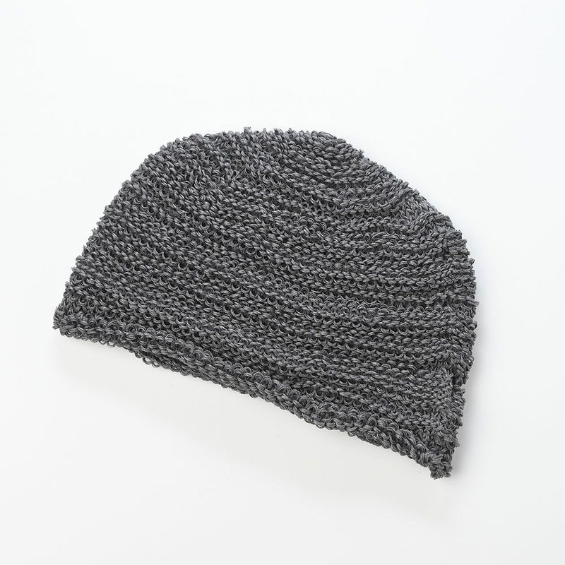 レッターのニット帽 Straw Yarn Stepped（ストローヤーン ステップド） グレー