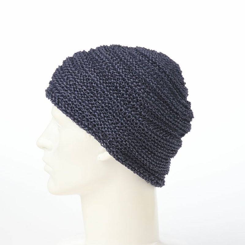 レッターのニット帽 Straw Yarn Stepped（ストローヤーン ステップド） インディゴ