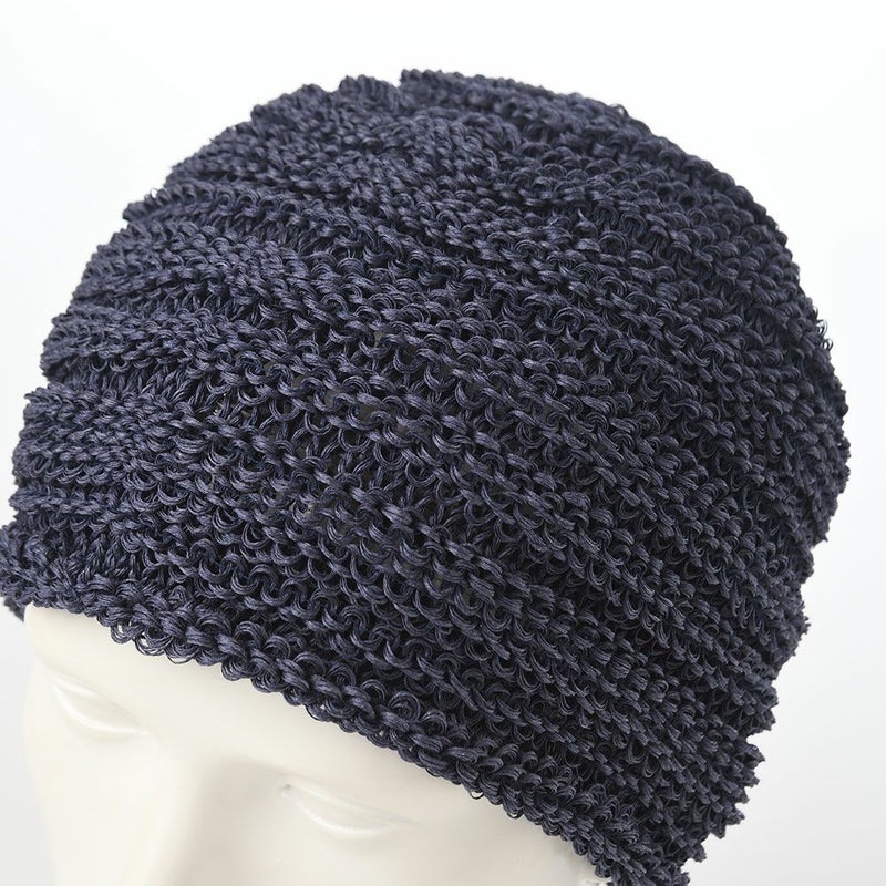 レッターのニット帽 Straw Yarn Stepped（ストローヤーン ステップド） インディゴ