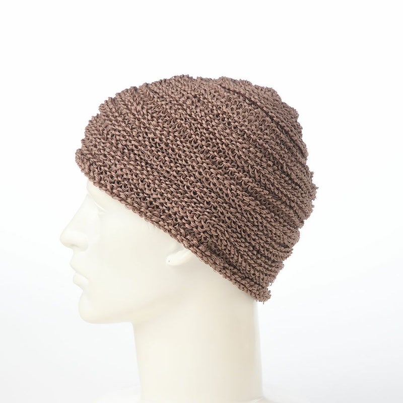レッターのニット帽 Straw Yarn Stepped（ストローヤーン ステップド） モカ