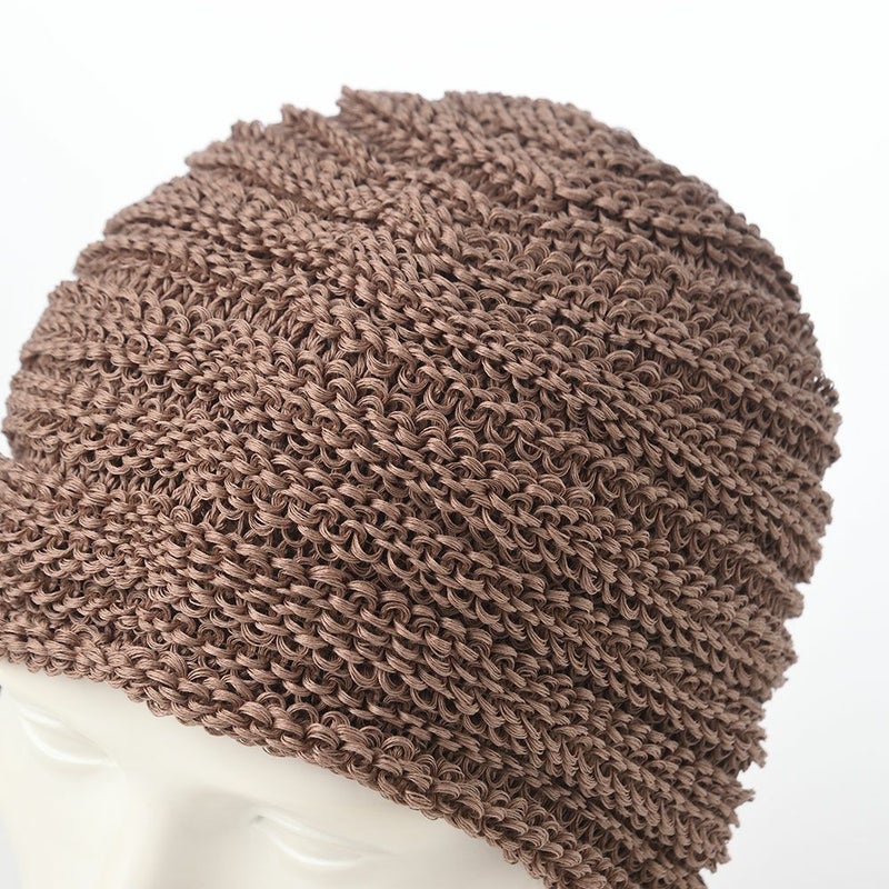 レッターのニット帽 Straw Yarn Stepped（ストローヤーン ステップド） モカ