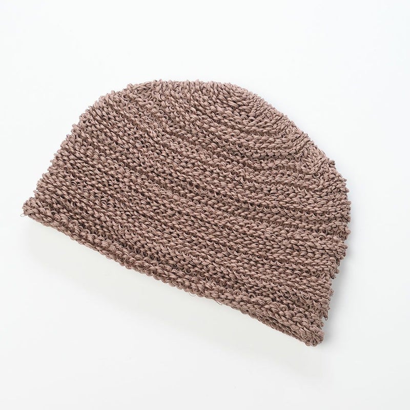 レッターのニット帽 Straw Yarn Stepped（ストローヤーン ステップド） モカ