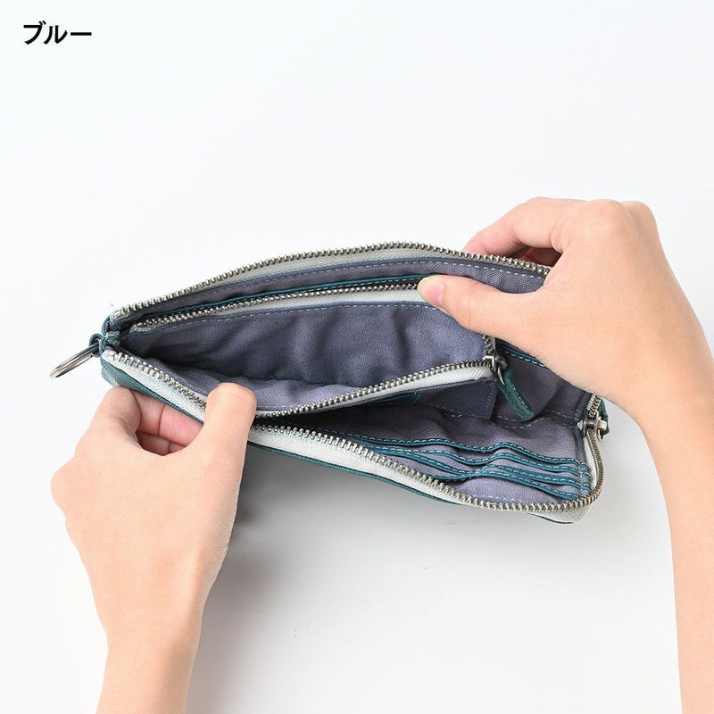 リアルマインドの長財布 FORO（フォロ） 馬革 製品染め L字ファスナー長財布 グリーン