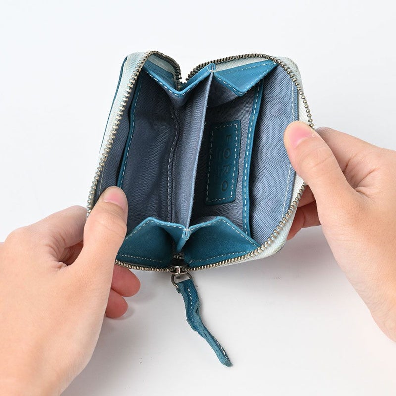 リアルマインドの小銭入れ FORO（フォロ） 馬革 製品染め カード＆小銭入れ ブルー