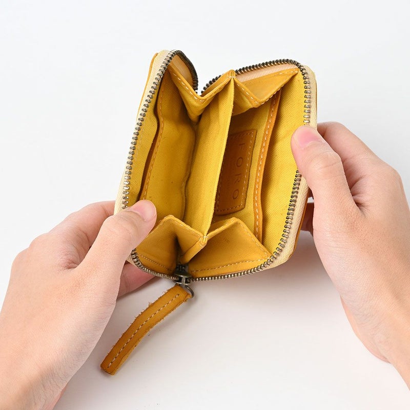 リアルマインドの小銭入れ FORO（フォロ） 馬革 製品染め カード＆小銭入れ イエロー