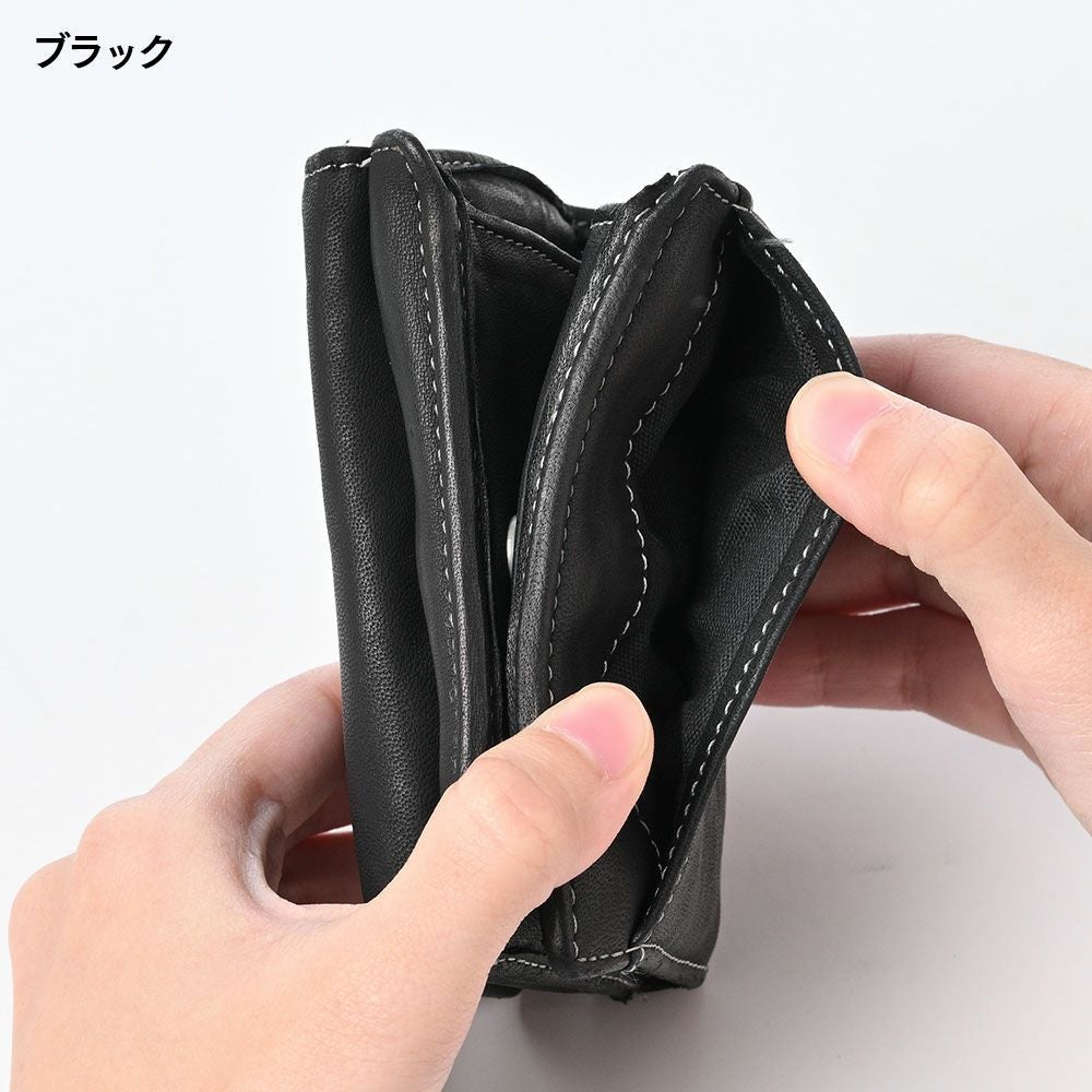 【Angloexist】ミニ財布（ブラック×ダークブラウン）【受注生産】 リアルマインド 二つ折り財布 FORO（フォロ） 馬革 製品染め ボックス