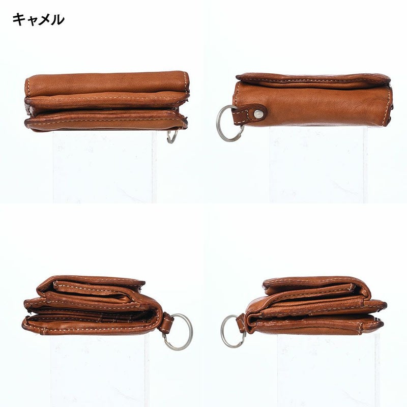 リアルマインドの二つ折り財布 FORO（フォロ） 馬革 製品染め ボックス型小銭入れ付き折財布 キャメル