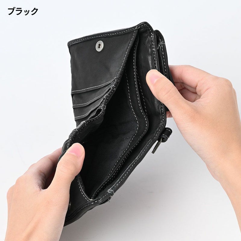 リアルマインドの二つ折り財布 FORO（フォロ） 馬革 製品染め ボックス型小銭入れ付き折財布 イエロー