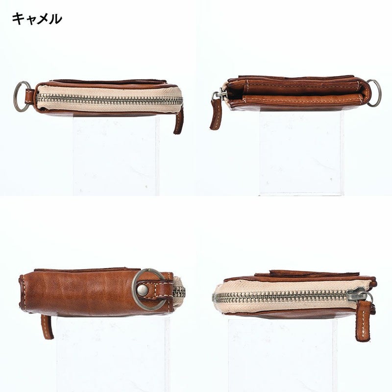 リアルマインドの二つ折り財布 FORO（フォロ） 馬革 製品染め L字ファスナー折財布 ブルー