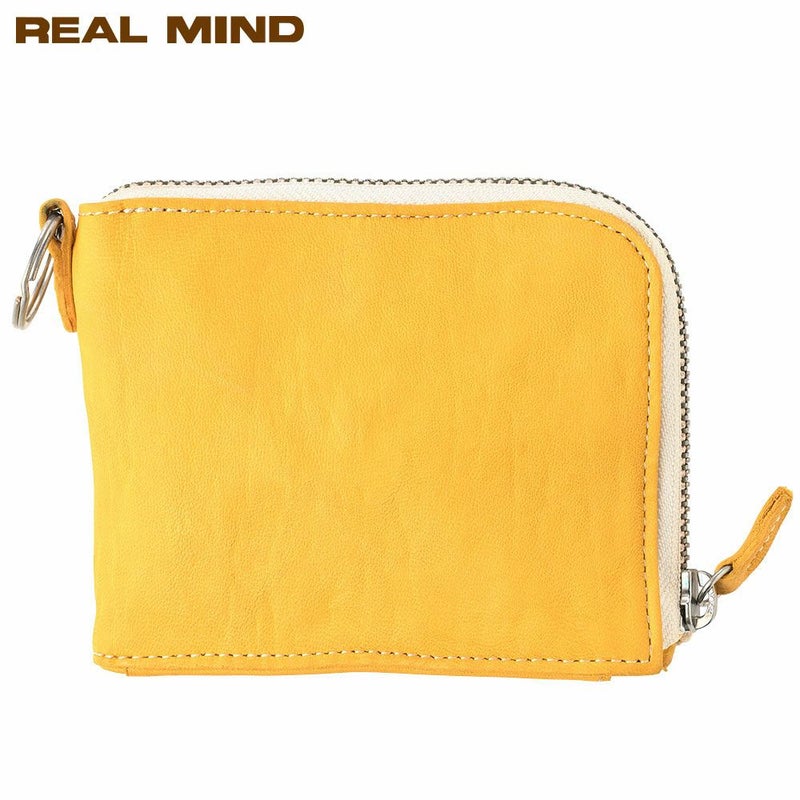 リアルマインドの二つ折り財布 FORO（フォロ） 馬革 製品染め L字ファスナー折財布 イエロー