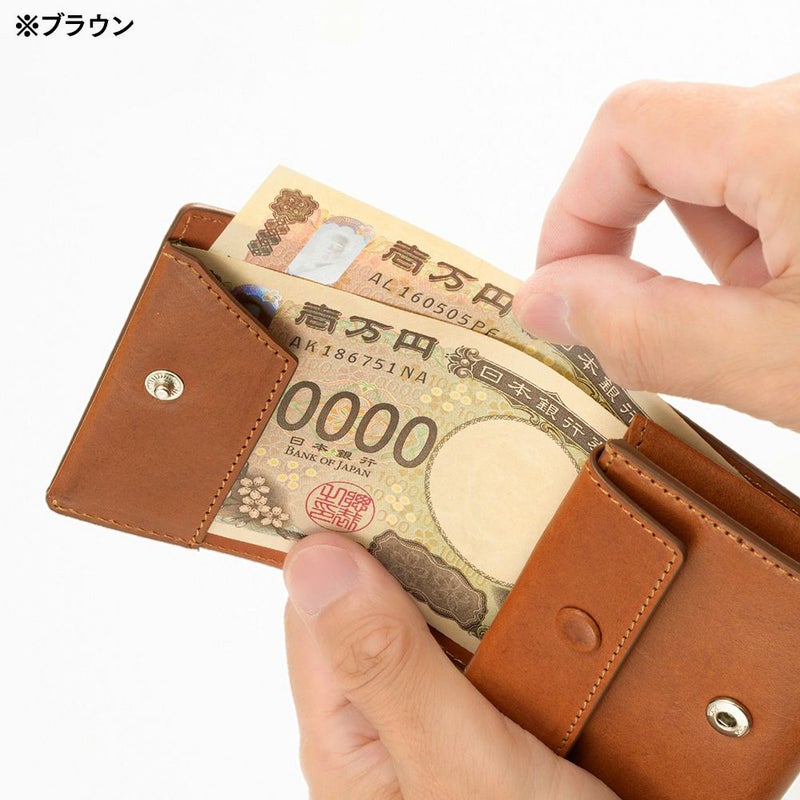 ミラグロの二つ折り財布 イタリアンレザー コンパクトウォレット  CA-MB-679 ブラウン