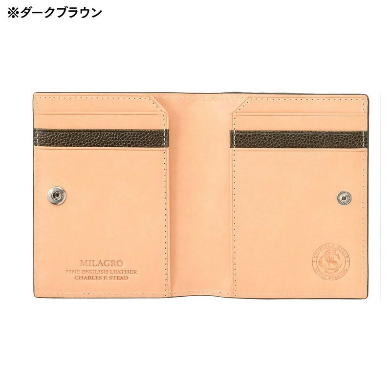 ミラグロの二つ折り財布 英国C. F. Stead社製レザー スリムウォレット  CA-W-636 ダークグリーン