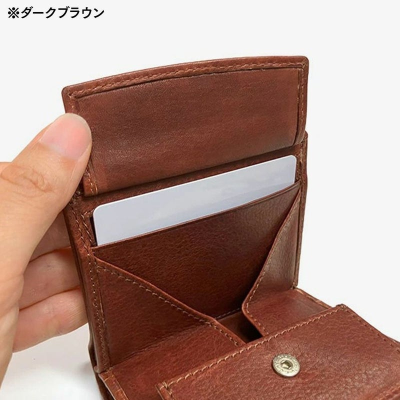 ミラグロの二つ折り財布 牛革ソフトミリング マネースルーウォレット  SL-M-1473 ダークブラウン