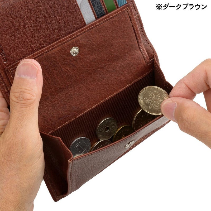 ミラグロの二つ折り財布 牛革ソフトミリング 縦型コンパクト 二つ折り財布  SL-M-1448 ブラック