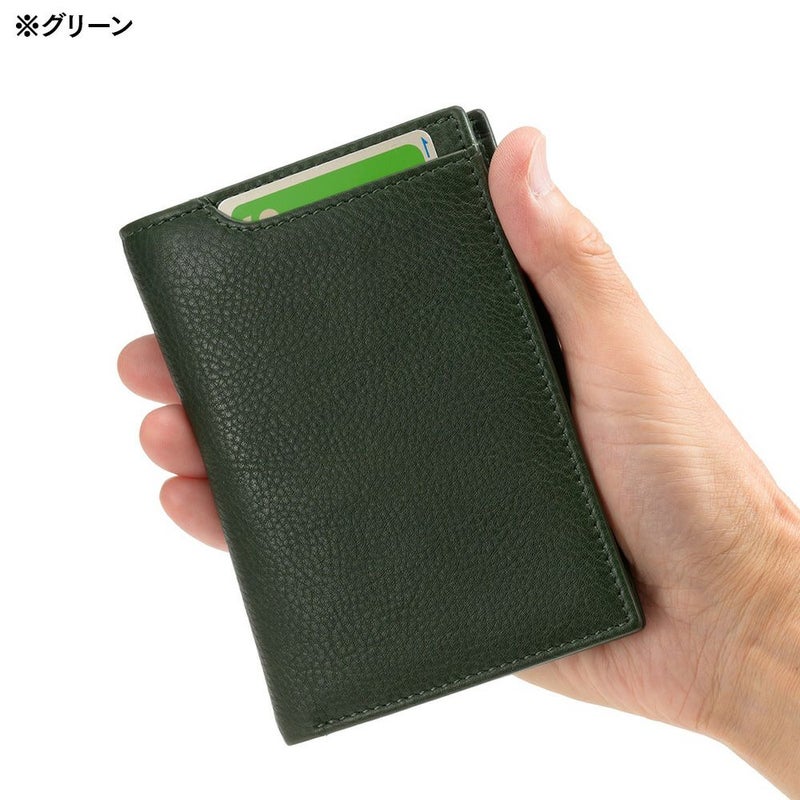 ミラグロの二つ折り財布 牛革ソフトミリング 縦型コンパクト 二つ折り財布  SL-M-1448 ブラック