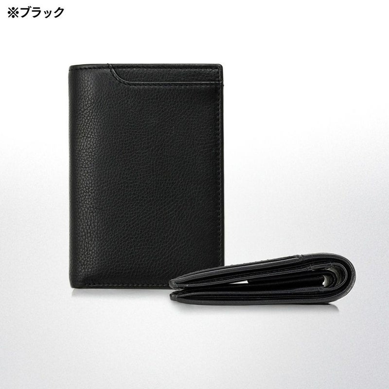 ミラグロの二つ折り財布 牛革ソフトミリング 縦型コンパクト 二つ折り財布  SL-M-1448 ブラック