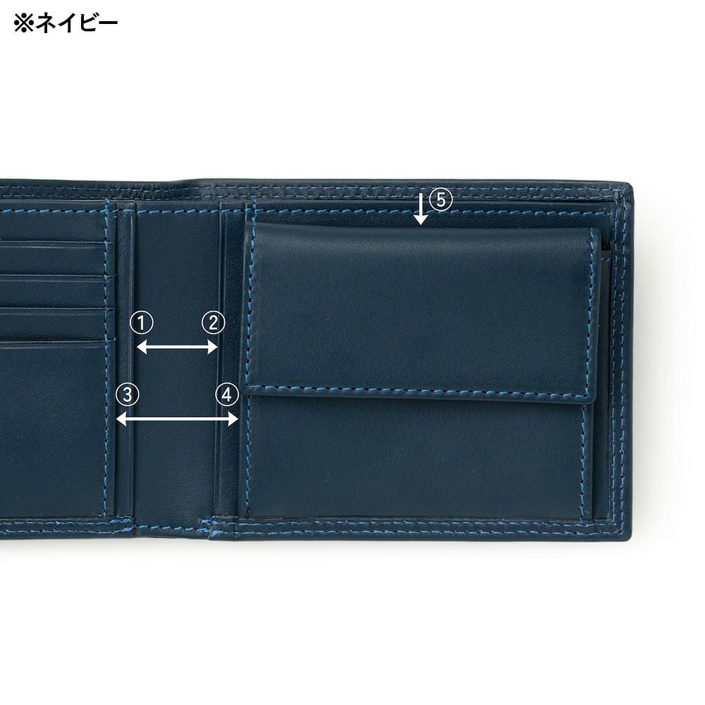 ミラグロ 二つ折り財布 牛革キップレザー ダブルステッチ 二つ折り財布