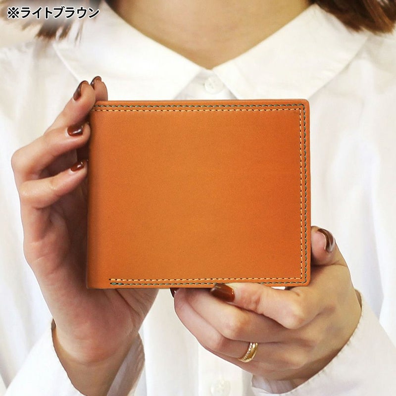 ミラグロの二つ折り財布 牛革キップレザー ダブルステッチ 二つ折り財布  SL-CD-3046 ライトブラウン