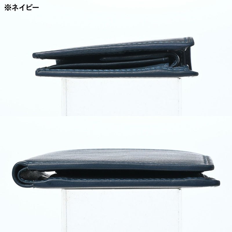 ミラグロの二つ折り財布 牛革キップレザー ダブルステッチ 二つ折り財布  SL-CD-3046 ネイビー