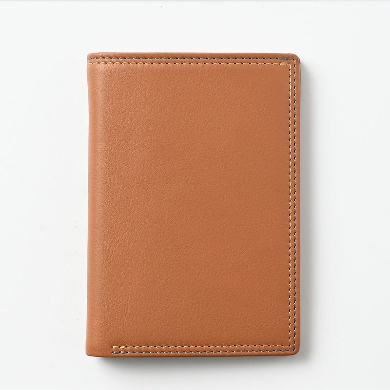 ミラグロの二つ折り財布 牛革キップレザー ダブルステッチ縦型 二つ折り財布  SL-CD-1465 ライトブラウン