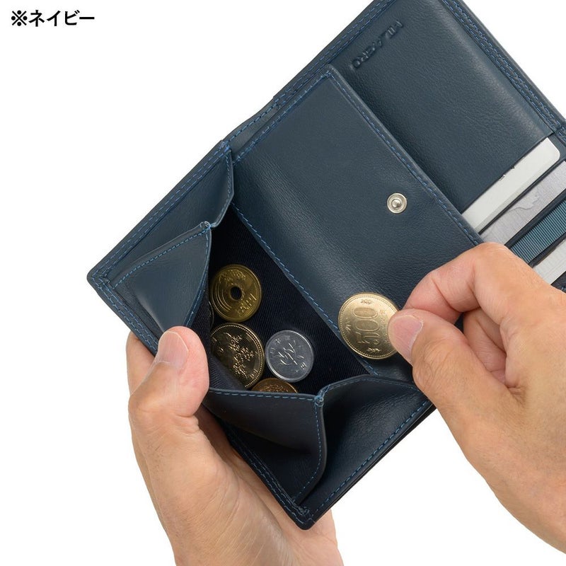 ミラグロの二つ折り財布 牛革キップレザー ダブルステッチ縦型 二つ折り財布  SL-CD-1465 ライトブラウン