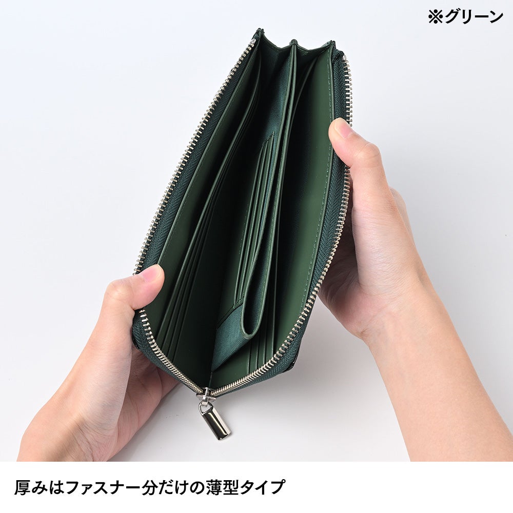 Mori様　ミディアムジップウォレット　ブラック×グリーン リアルマインド 長財布 PRIMA（プリマ） クロコ型押し L字ファスナー