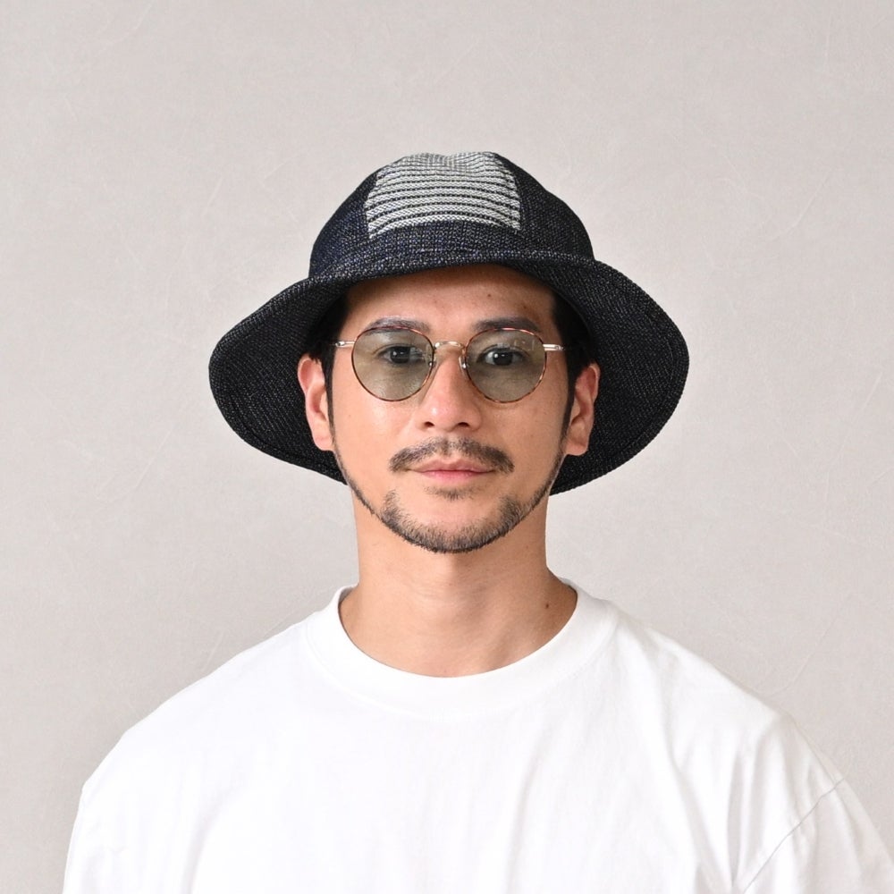 KAPITAL デニムストライプハット 襟立製帽所 アドベンチャーハット 10oz denim stripe mil hat（10oz