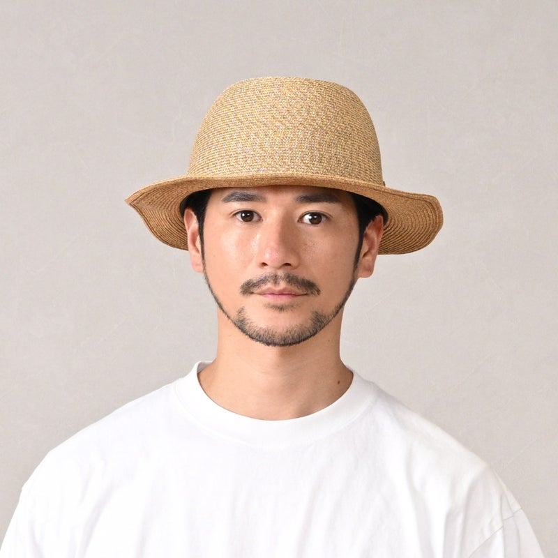襟立製帽所のブレードハット Paper braid hat（ペーパーブレード ハット） ブラウンミックス