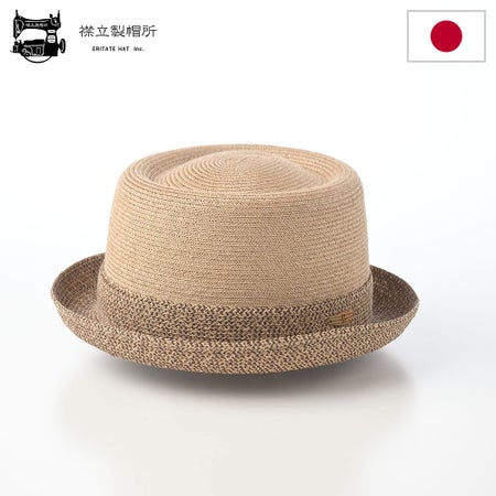 襟立製帽所のブレードハット Abaca W brim pork pie（アバカ Wブリム ポークパイ） ベージュ