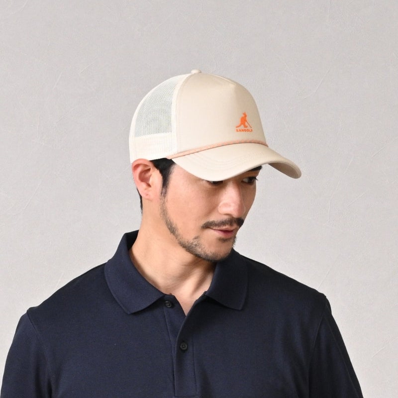 カンゴールのキャップ KANGOLF LOGO TRUCKER（カンゴルフ ロゴ トラッカー） カーキ