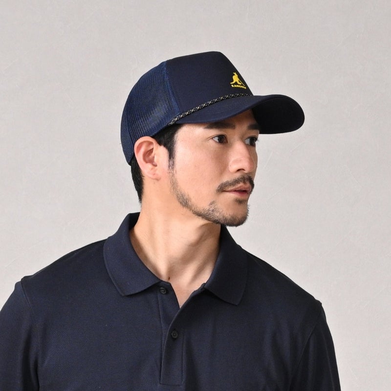 カンゴールのキャップ KANGOLF LOGO TRUCKER（カンゴルフ ロゴ トラッカー） ネイビー