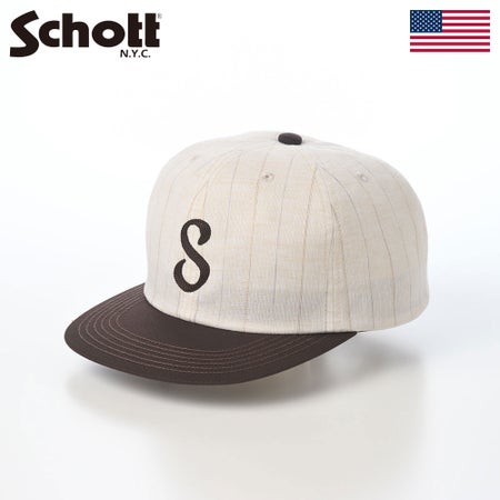 ショットのキャップ LINEN MIX STRIPE CAP（リネンミックス ストライプ キャップ） SC149 ブラウン
