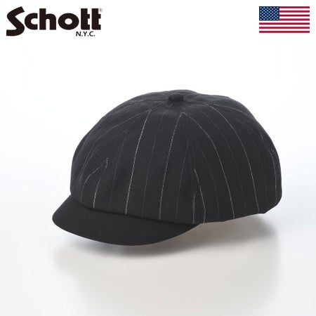 ショットのキャスケット LINEN MIX STRIPE CASQUETTE（リネンミックス ストライプ キャスケット） SC159 ブラック
