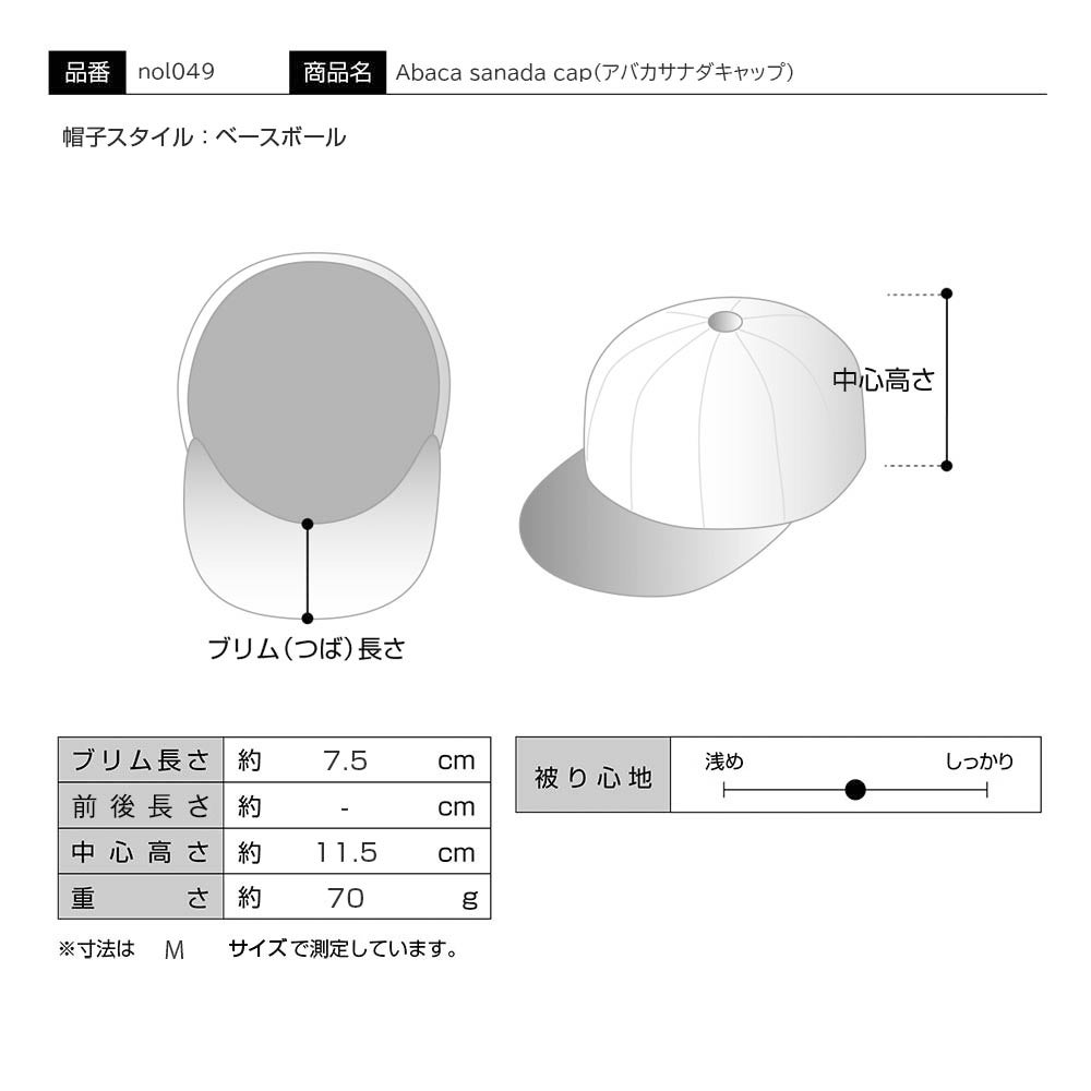 Abaca sanada cap（アバカサナダキャップ） ブラック | 帽子通販 時谷