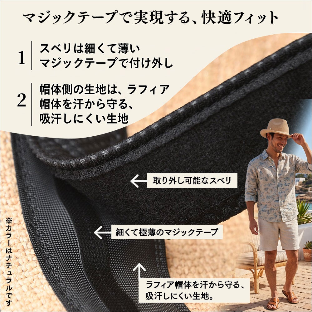 ゴールドファイル ラフィアハット スベリの洗えるラフィアハット