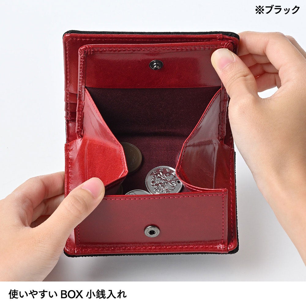 象革 バイカラー 二つ折り財布 パープル | 帽子通販 時谷堂百貨