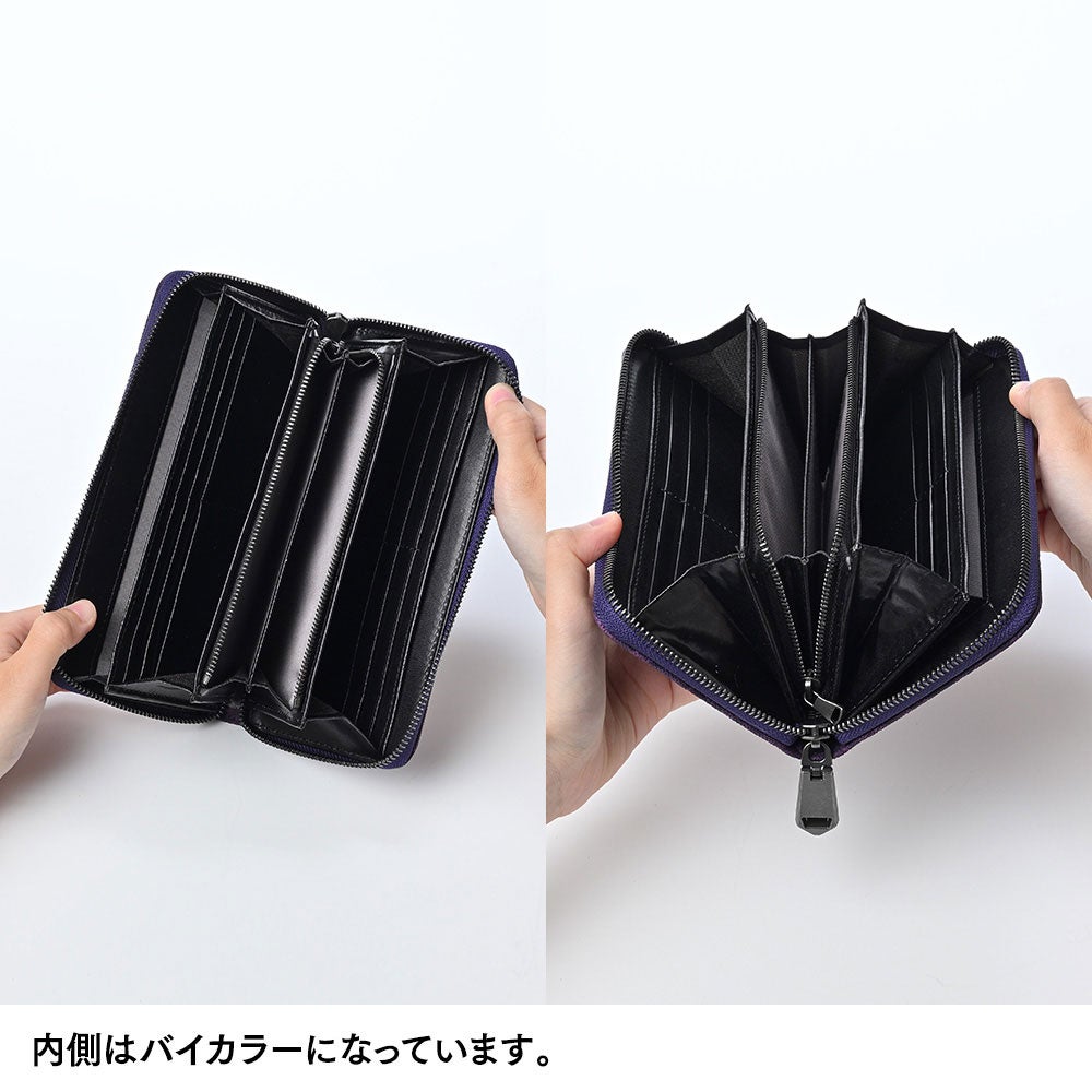 ズー 長財布 象革 バイカラー ラウンドファスナー長財布 パープル