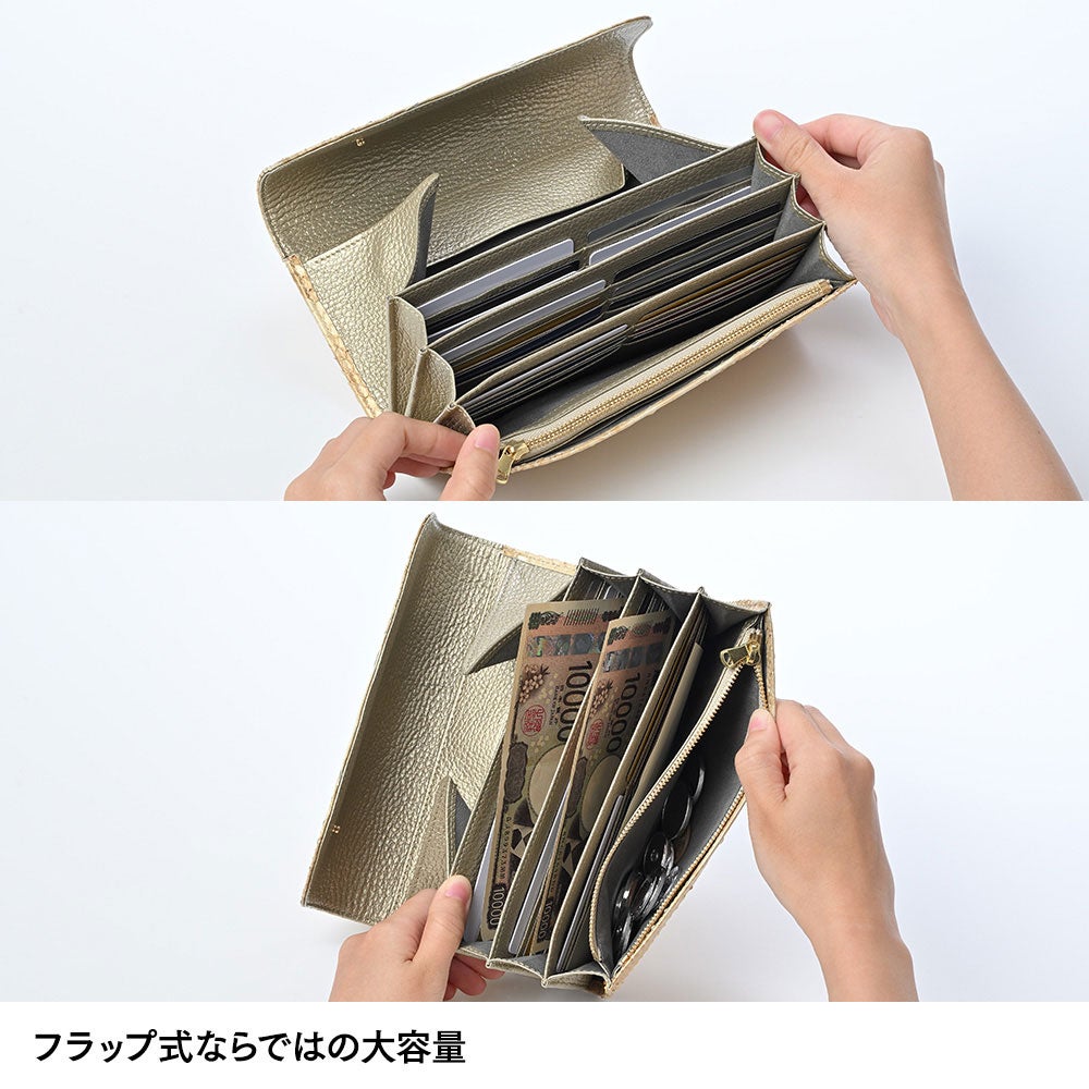 ズー 長財布 ダイヤモンドパイソン フラップ長財布 シャンパンゴールド