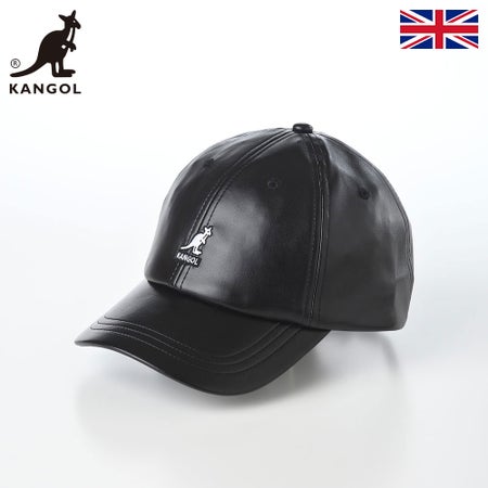 カンゴールのキャップ SMU FAUX LEATHER DEEP FIT CAP（フェイク レザー ディープ フィット キャップ） ブラックホワイト