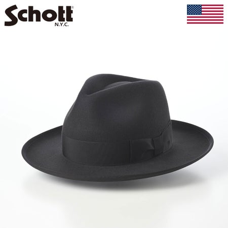 ショットのフェルトハット WOOL SUEDE FEDORA HAT（ウールスエード フェドラハット） SC185 ブラック