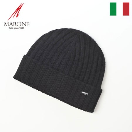 マローネのニット帽 Cashmere Rib Knit Cap（カシミヤ リブ ニット キャップ） BWS_05 ブラック