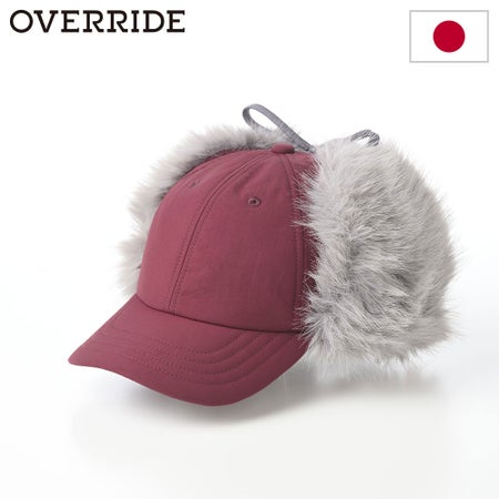オーバーライドのキャップ OR NYLON EARFLAP CAP（ナイロン イヤーフラップ キャップ） レッド
